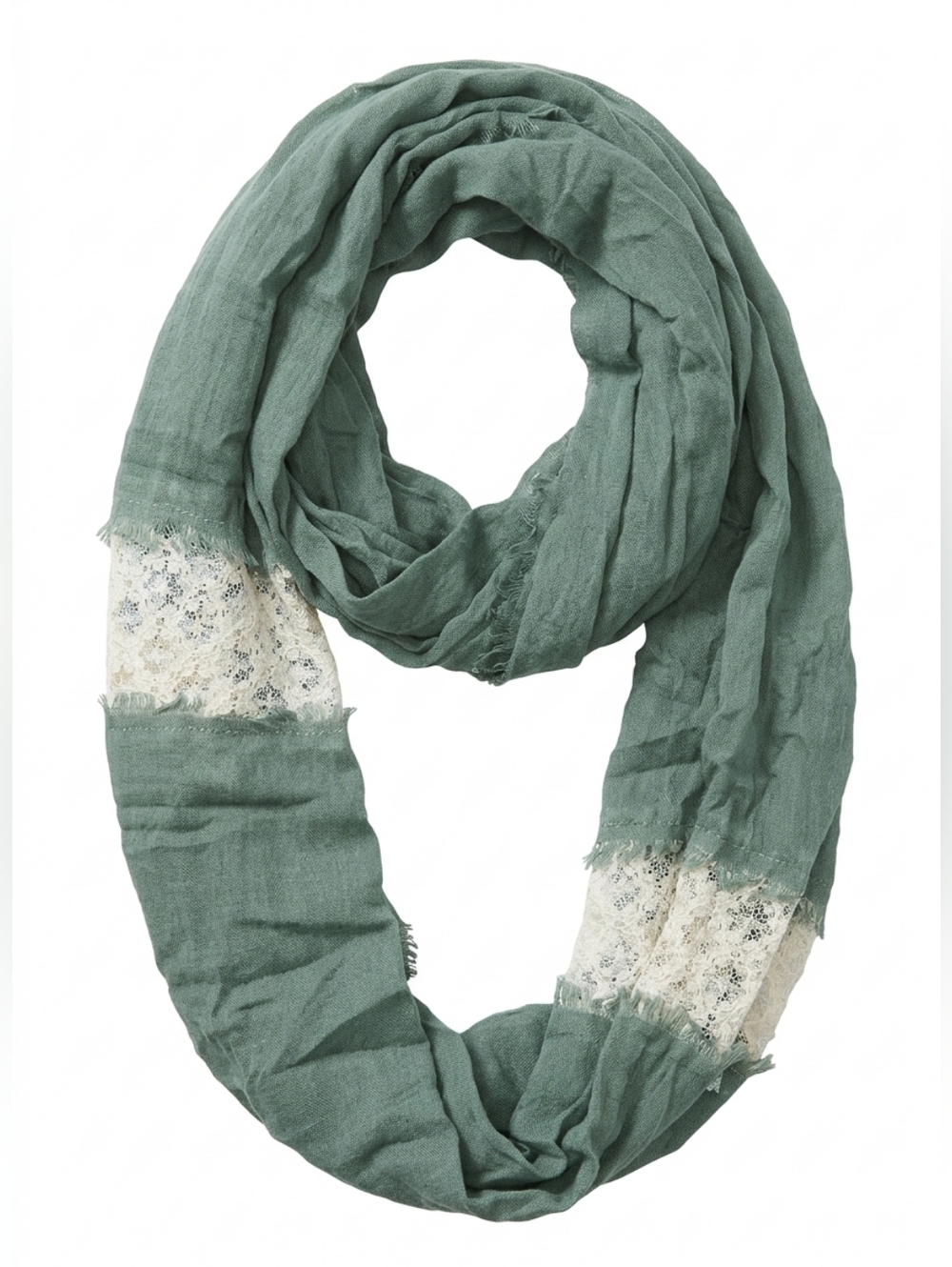 Nwt Do Everything In Love Anthropologie Sage Green Lace Infinity Scarf Loop - Picture 2 of 7
